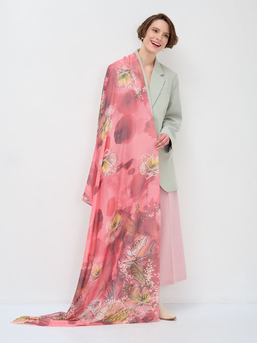 Большой красивый палантин. Рисунок нанесен вручную.ШЕЛК ВИСКОЗА ХЛОПОК - Tantino фото 5