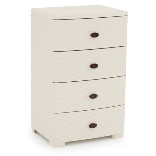 Комод широкий "Плетенка" 4-х секц.слон.кость М4059