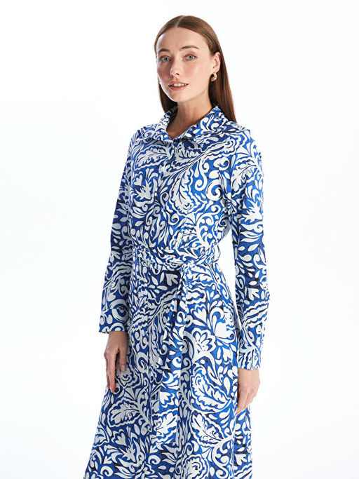 Desenli Uzun Kollu Kad?n G?mlek Elbise