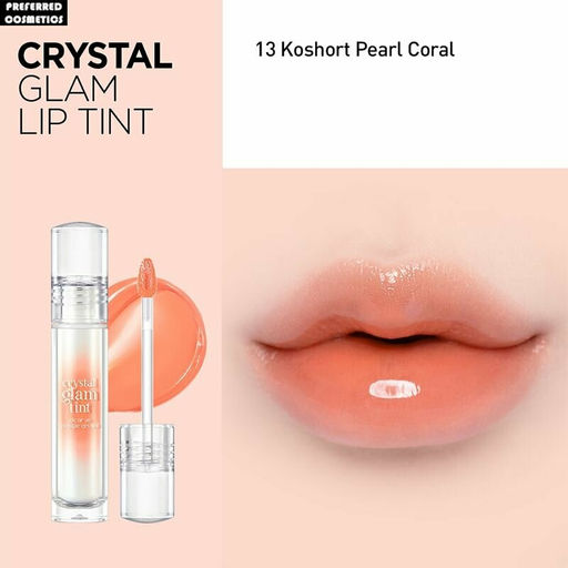 Crystal Glam Tint 13 Koshort Pearl Coral - Сияющий глянцевый тинт для губ (Жемчужный Коралл) , 3,4 г