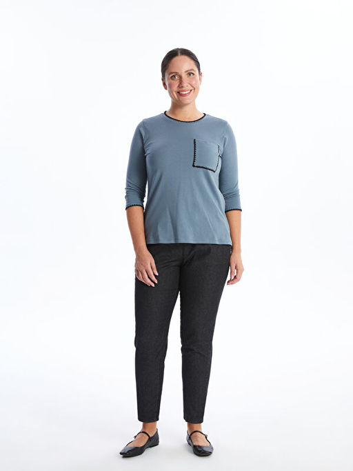 Bisiklet Yaka Nak??l? Kad?n Ti??rt