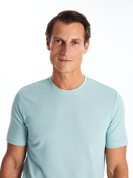 Bisiklet Yaka K?sa Kollu Erkek Dokulu Ti??rt