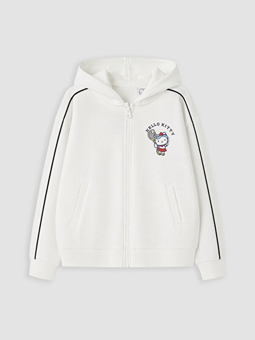 Hello Kitty Bask?l? K?z ?ocuk Fermuarl? Sweatshirt