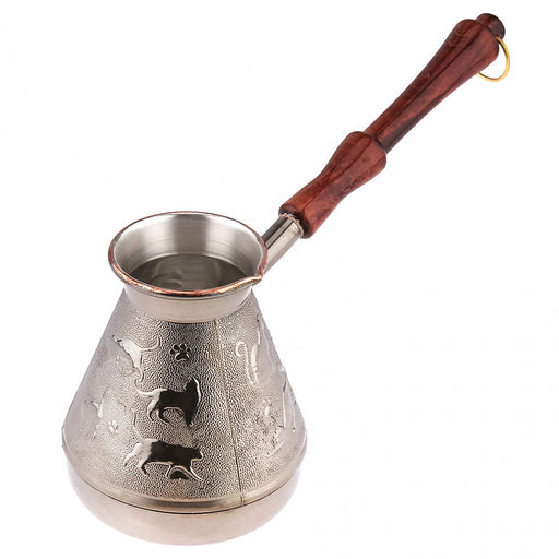 Турка медная 540мл "Кошки", д10см, h11,7см, s0,8мм, деревянная ручка (Россия)