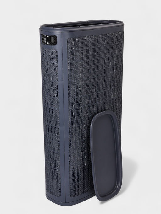 Плетёная корзина для белья с крышкой "Лён" 60л 43×20×80см, цвет графит