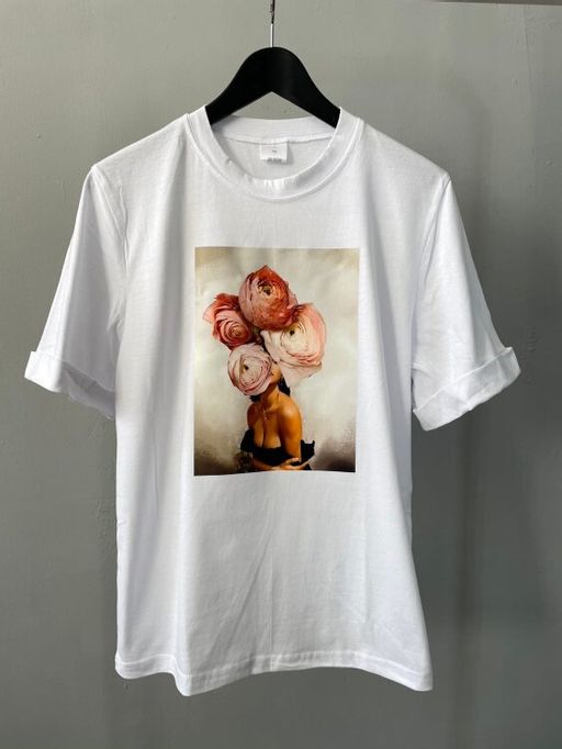 178 Футболка с принтом Пионы, белый