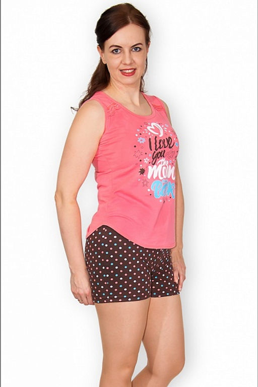 Пижама с шортами на бретелях, принт I Love You (337) - Плиона фото 5
