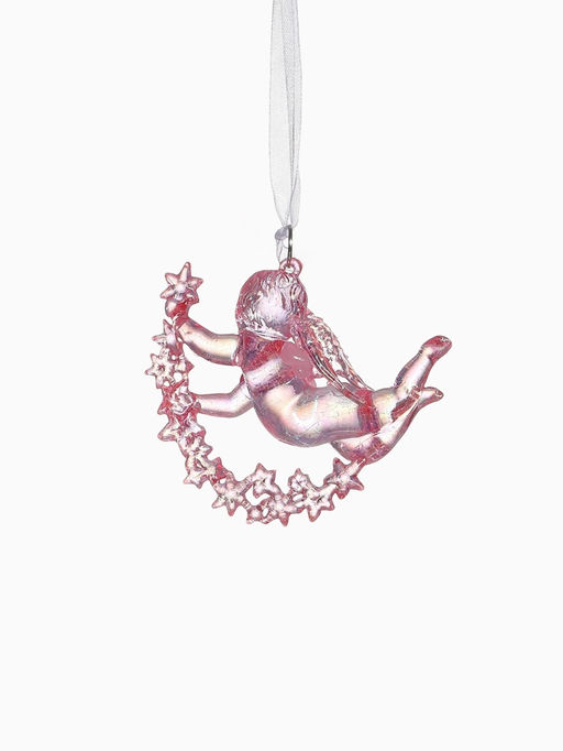 Цена за 2 шт. Ёлочная игрушка Зимнее волшебство. Ангел на звездах пластик, 78 см, сиреневый перелив фото 12