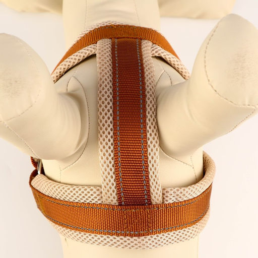 Комплект амуниции светоотражающий с мягкими шлейкой и ручкой, поводок 120 х 2 см, ОШ 46-69 см, корич - Пижон фото 5