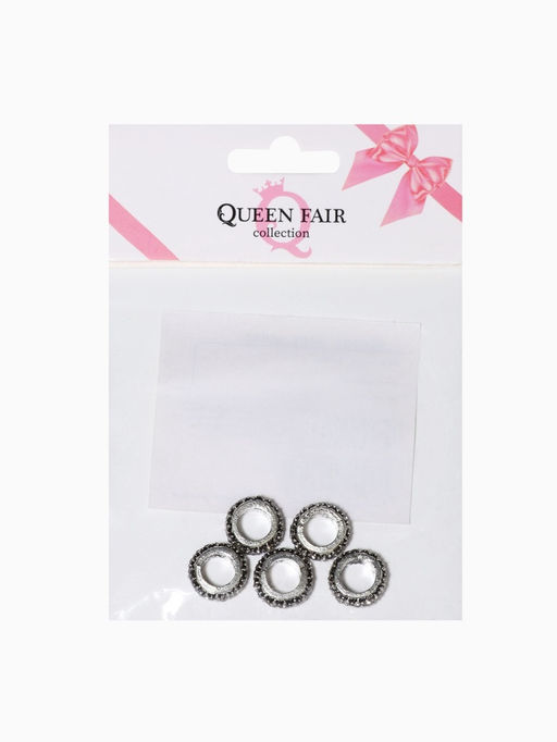 Цена за 5 шт. Шарм разделитель для бусин Кольцо, блеск, белый в серебре