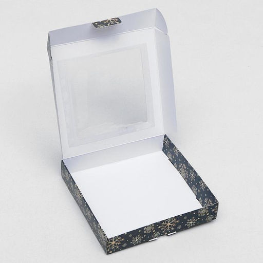 Цена за 5 шт. Коробка новогодняя складная Праздничная ночь, 16?16?3 см