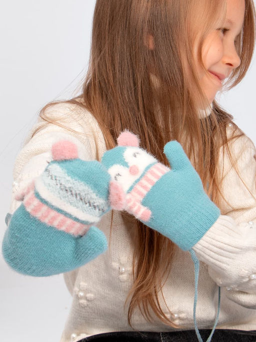 Варежки детские на шнурке Kim Lin  фото 3