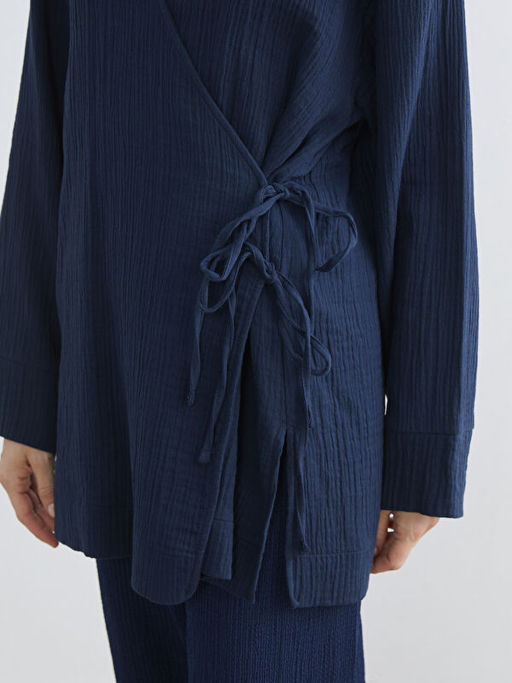 Kruvaze Yaka Dokulu Kad?n M?slin Kimono