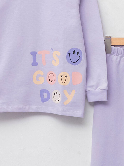 Bisiklet Yaka Bask?l? Uzun Kollu K?z ?ocuk Pijama Tak?m? - Waikiki фото 3