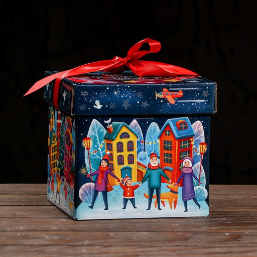 Подарочная коробка Праздник в городе , Коробка крышка-дно , 17,5 х 17,5 х 17 см - Simaland фото 3