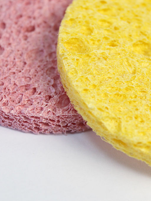 TF СТТ55 Спонж косметический круглый для умывания из натурального материала Бежевый/Розовый (2 шт.)