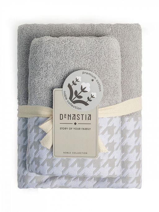 Набор махровых полотенец 2шт 35x70, 50x90 серый махровая ткань