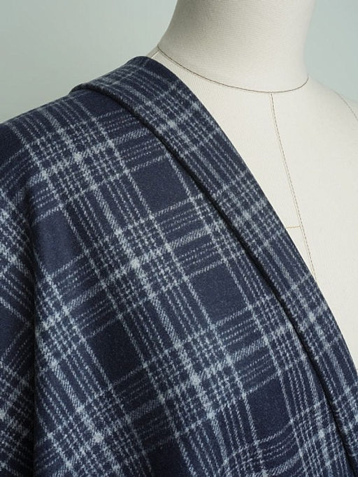 Шерсть пальтово-костюмная Твид Клетка цв.серо-голубой на синем, ш.1.5м, шерсть-60%, п/э-40% - Купава фото 13