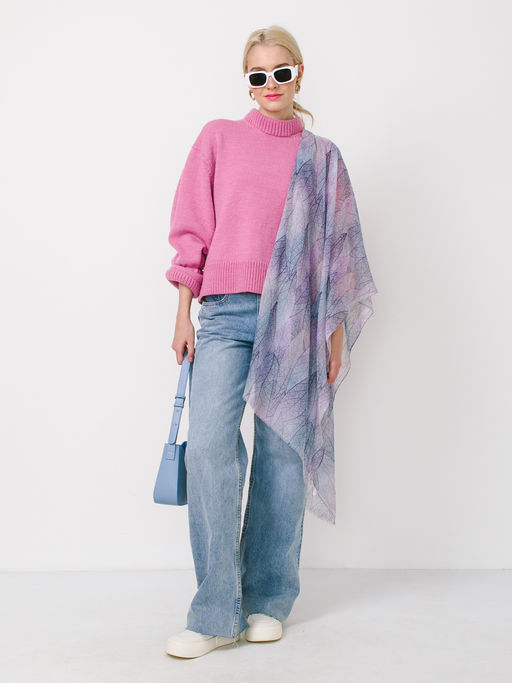 Большой, мягкий, тонкий и очень нежный двусторонний палантин с рисунком в стиле арт-деко - Tantino фото 3