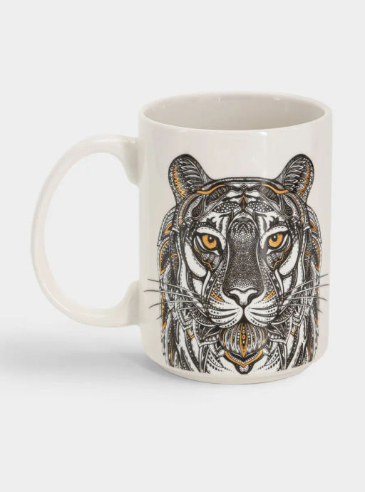 Кружка, 500 мл, фарфор N, белая, Тигр, Wild