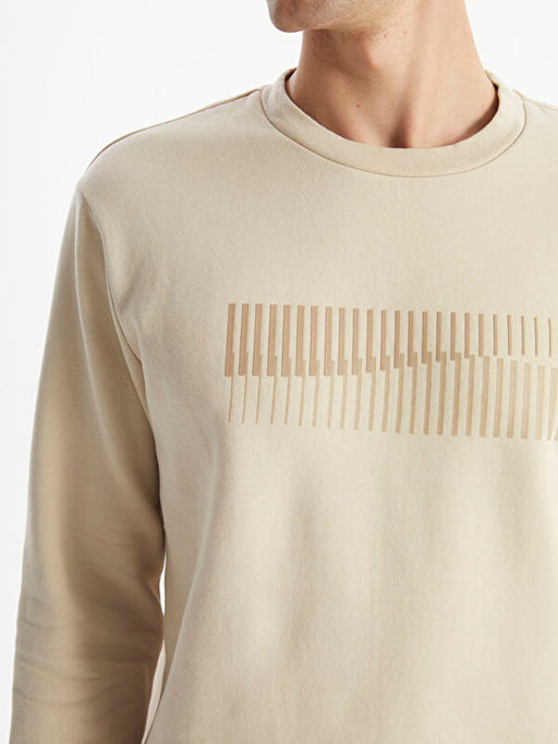 Bisiklet Yaka Uzun Kollu Bask?l? Erkek Sweatshirt - Waikiki фото 3