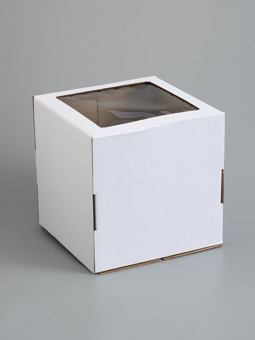 Коробка для торта, кондитерская, белая, с окном 30×30×30 см Набор 10 шт.