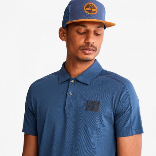 Мужские поло с коротким рукавом Timberland Polo Eco-Ready Supima Jersey Anti-Odor Regular синяя  фото 3