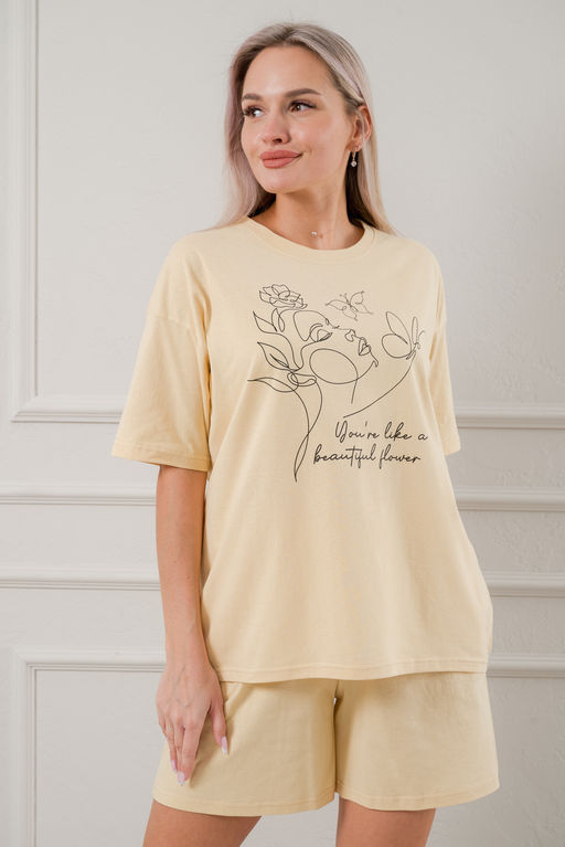 Пижама женская из кулирки Дива крем