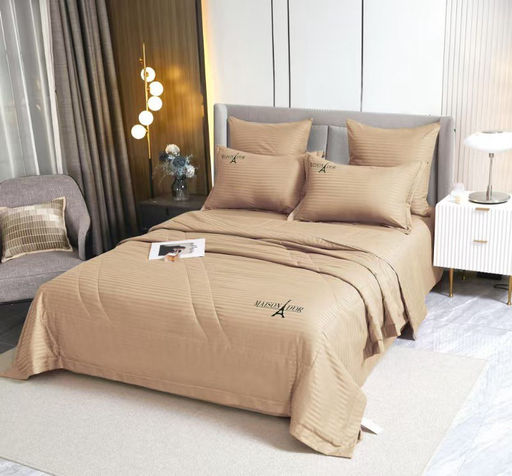 Одеяло MAISON DOR Страйп Сатин с простыней и наволочками L288-86 ГОЛУБОЙ