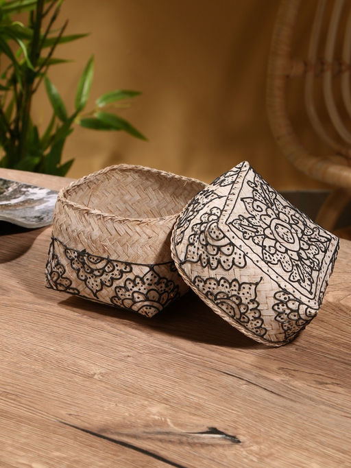 Корзинка плетёная «Бонтанг», 12×12×10 см, бамбук, светлая