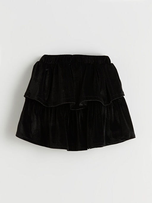 Beli Lastikli Kadife K?z ?ocuk Katkat Etek