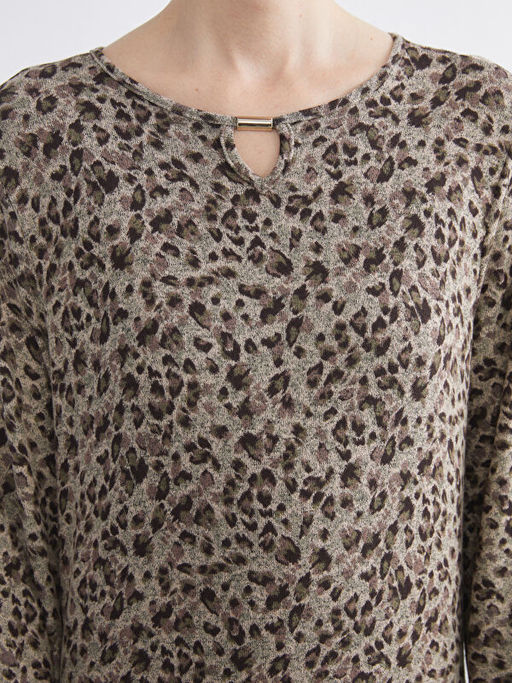 Bisiklet Yaka Leopar Desenli Elbise