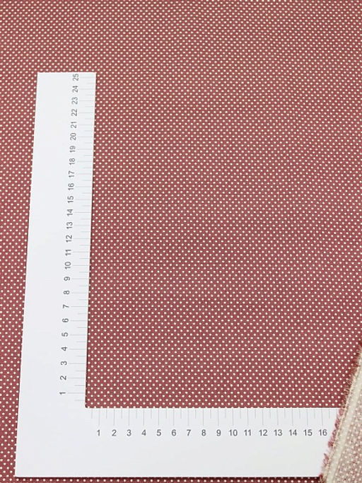 Импорт. хлопок Горошек 1.5/2  цв.бруснично-терракотовый, СОРТ2, ш.1.45м, хлопок-100%, 115гр/м.кв - Купава фото 3