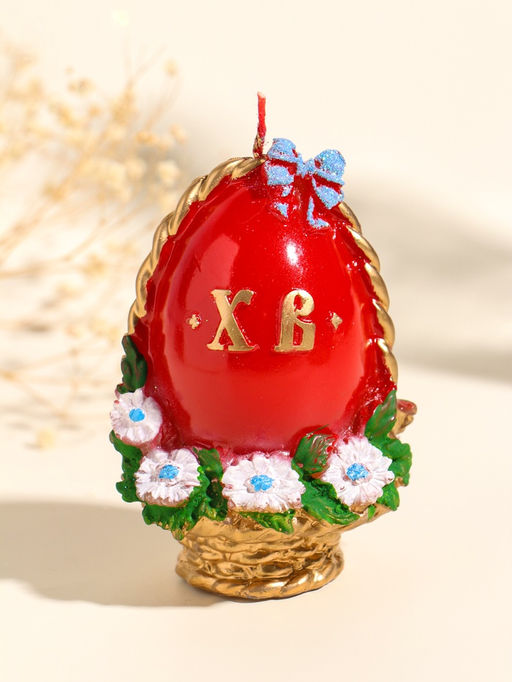 Свеча декоративная Пасхальное яйцо в корзинке, 7?10.5 см, 130 г