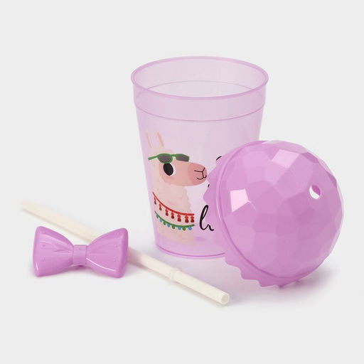 Цена за 12 шт. Стакан пластиковый с крышкой и трубочкой Доляна Приключения ламы, 500 мл, МИКС фото 3