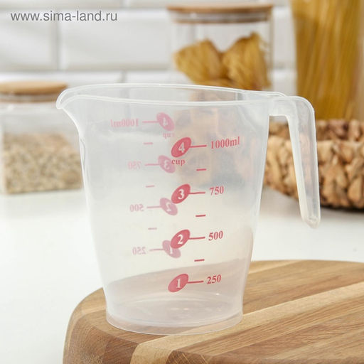 Кувшин мерный «Колор», 1 л, 17×11.5×14 см, пластик, прозрачный