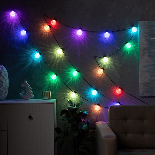 Умная гирлянда Нить 6 м с насадками Пузырьки, IP20, тёмная нить, 20 LED, свечение RGB, USB - Luazon lighting фото 3