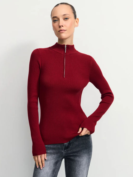 Джемпер в рубчик с молнией / Zarina  фото 4