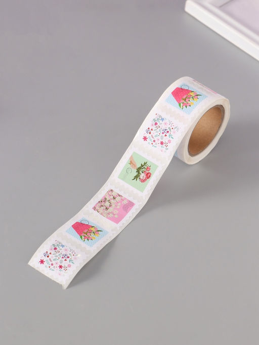 Цена за 2 шт. Наклейка бумага «Марки. Цветочки», 3×3 см, 200 шт. в рулоне