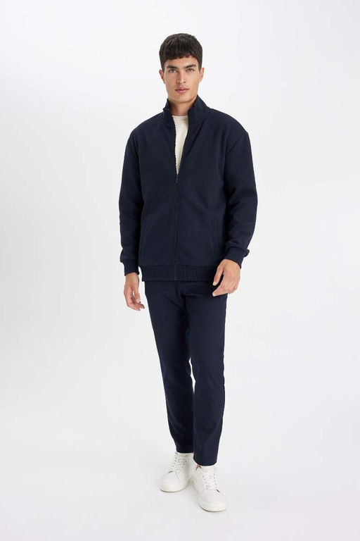 Трикотажный кардиган стандартной посадки с высоким воротником - Defacto фото 2