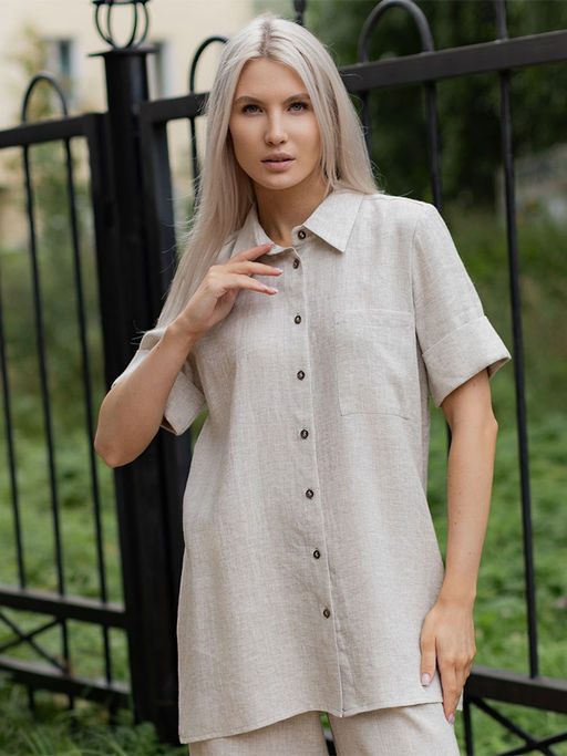 Рубашка блузка лен 57%, вискоза 43%