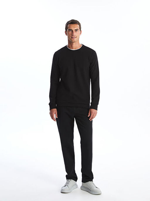 Bisiklet Yaka Uzun Kollu Erkek Sweatshirt