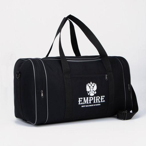 Сумка спортивная на молнии, 23 наружных кармана, длинный ремень, большой размер, чёрная