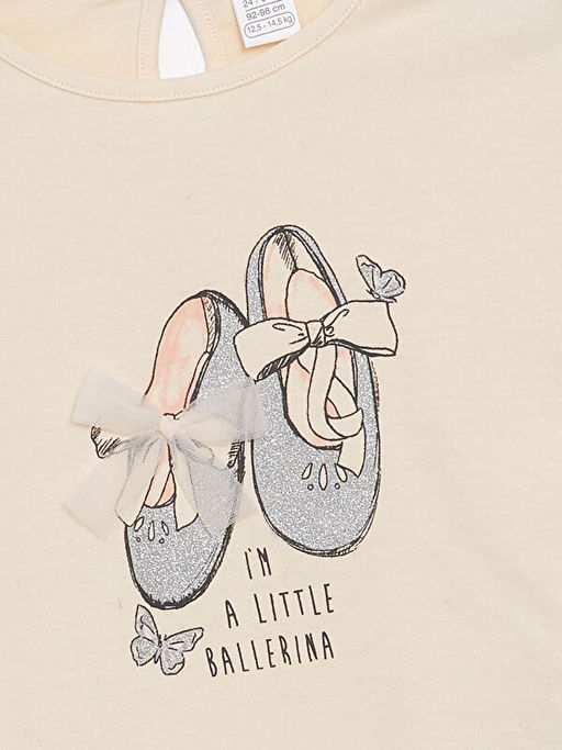 Bisiklet Yaka Uzun Kollu Bask?l? K?z ?ocuk Ti??rt 2li