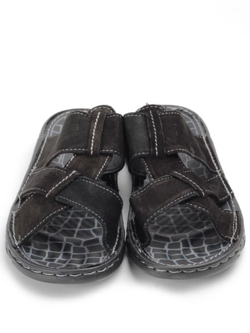 04-P2327-66 BLACK Тапочки мужские (натуральная кожа (нубук)) - Фабричный китай фото 7