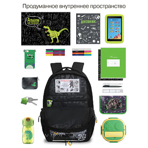 RB-659-1 Рюкзак школьный с картхолдером на держателе - Grizzly фото 19