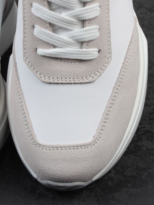 03-YG497-1 WHITE/GREY Кроссовки женские (натуральная кожа)