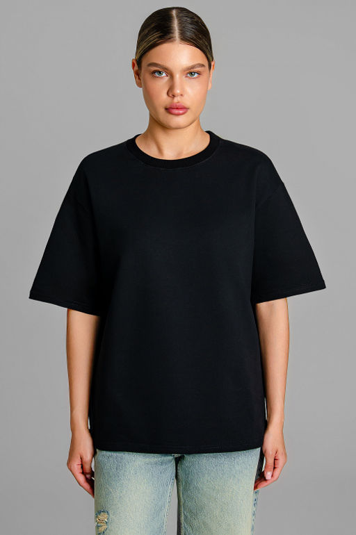 Арт. 3-302/2 Футболка женская оверсайз 44-50 (4 шт) Цвет:черный - Калинка фото 8