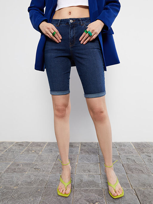 Normal Bel Slim Fit D?z Cep Detayl? Kad?n Rodeo Jean ?ort