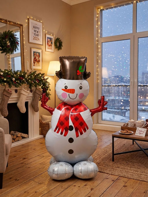 Воздушный шар фольгированный 3D 43" "Снеговик" под воздух